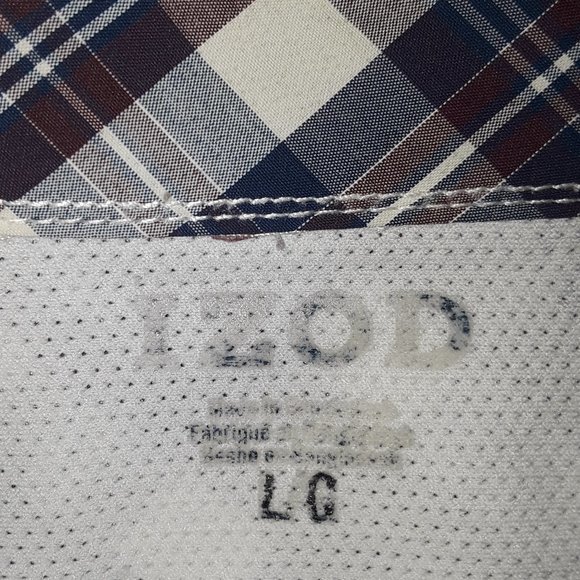 NEW IZOD Navy/Burgundy Plaid Short Sleeve Shirt - Picture 3 of 3